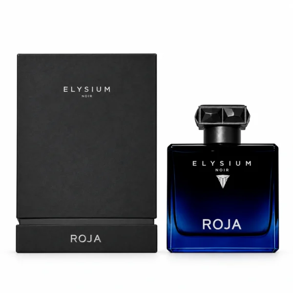 Roja Elysium Noir Eau de Parfum de 100 ml con su caja negra sobre fondo blanco.